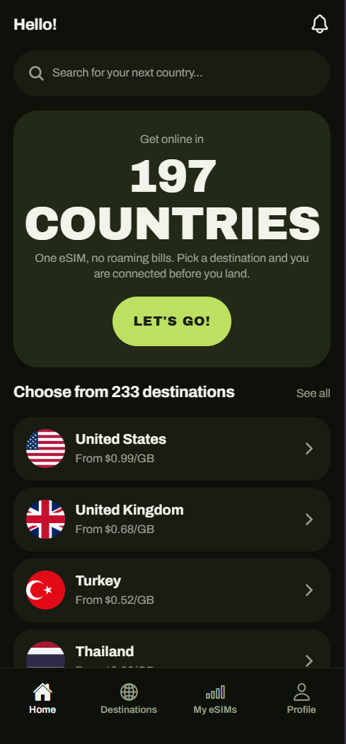 Clear Roam home and plan screens